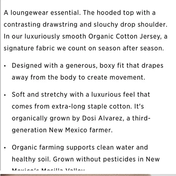 Eileen Fisher Organic French Terry Crop Hoodie Lounge Top - Picture 5 of 5